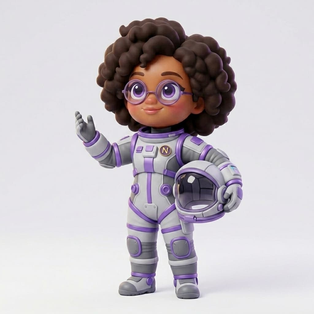 Mascotte NARA avec un casque audio, prête à converser
